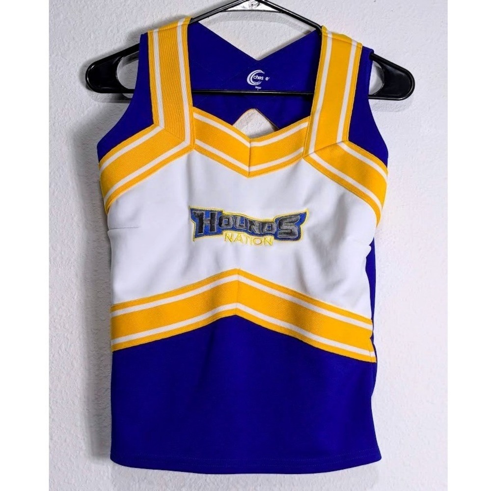 Chasse Adult Large Cheer Top‎ Blue Yellow Hounds Nation Uniform Costume
